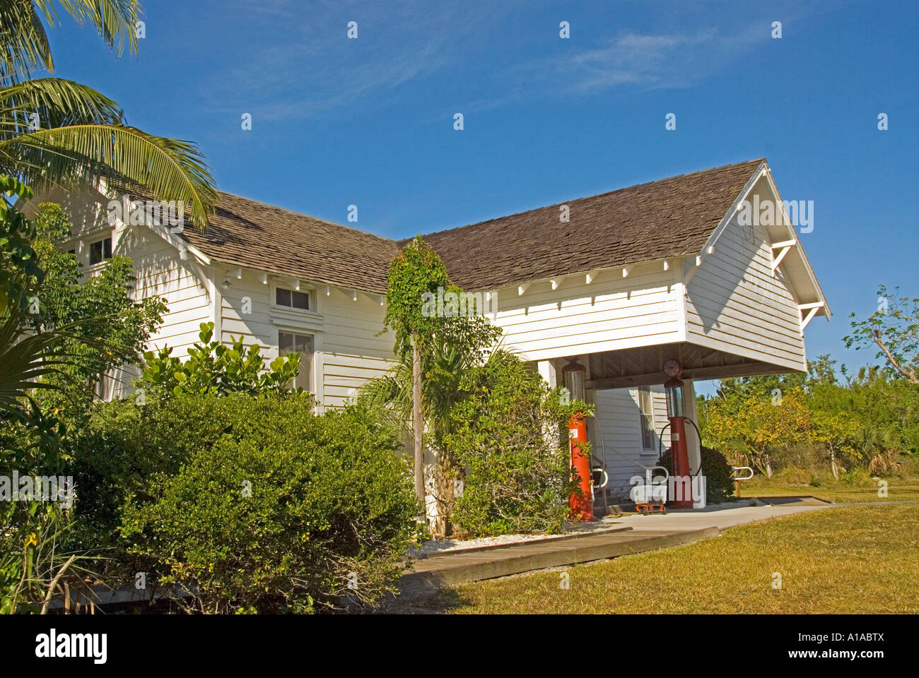 Florida Sanibel Island Historical Village & Museum old coutry store & gas station Stock Photo