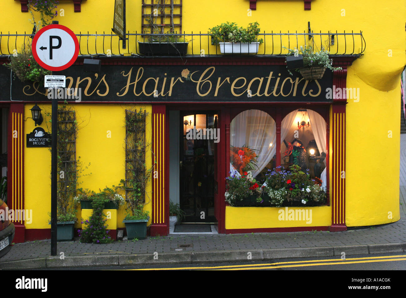 Hairdresser in Kinsale , Cork , Munster , Ireland , Europe Stock Photo