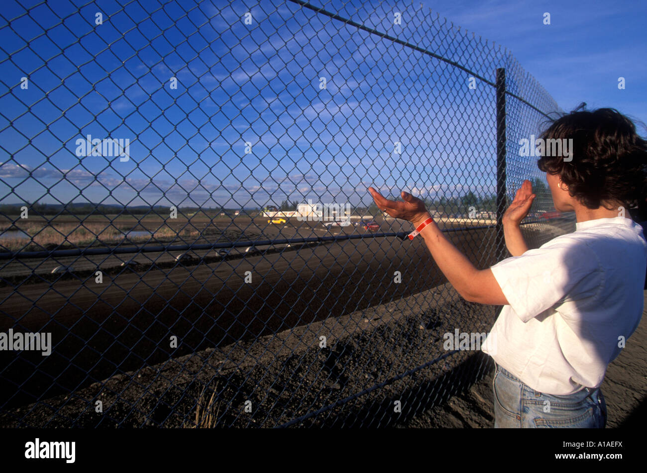Usa Alaska Fairbanks Fans Watch Dirt Track Sprint Car Races Along - 