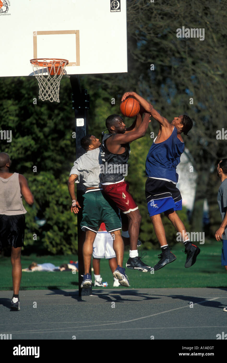USA Washington Seattle Pickup basketball game in playgrounds at Green