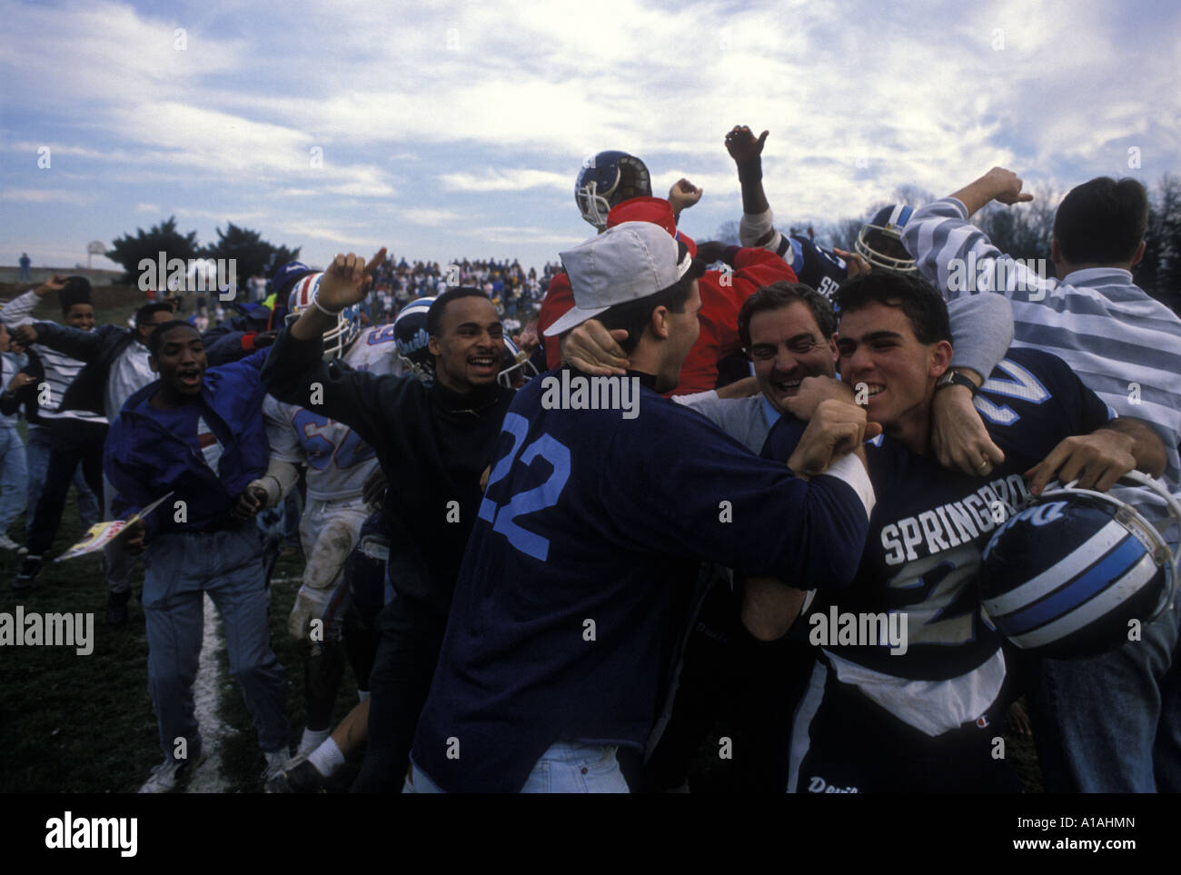 USA Maryland High school football team celebrates after winning state