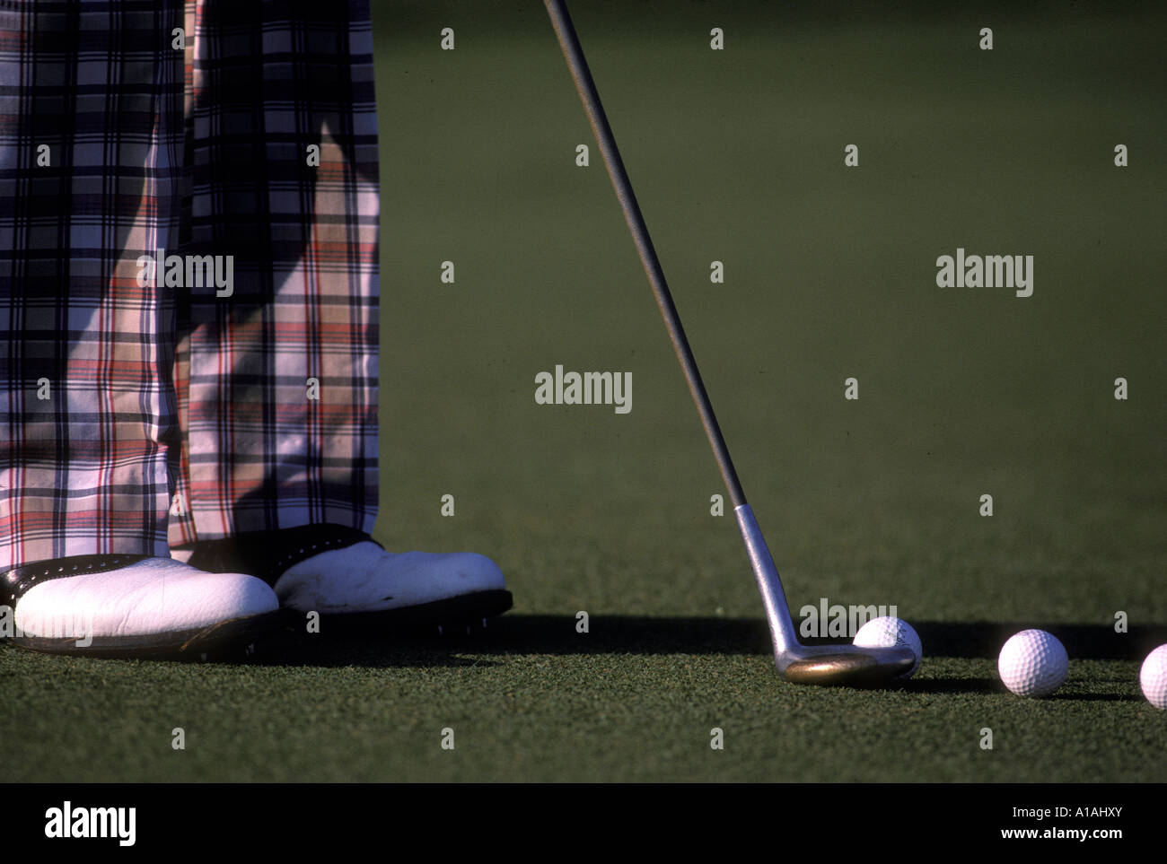 USA Maryland Bethesda Pro golfer practices on putting green at Avenel