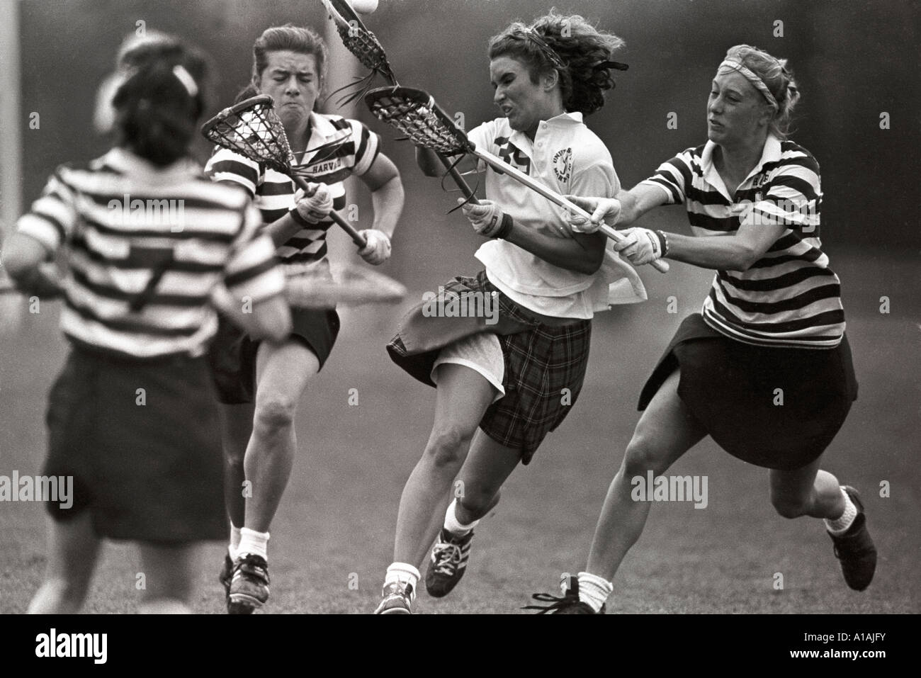USA Maryland Action during collegiate womens lacrosse game Stock Photo