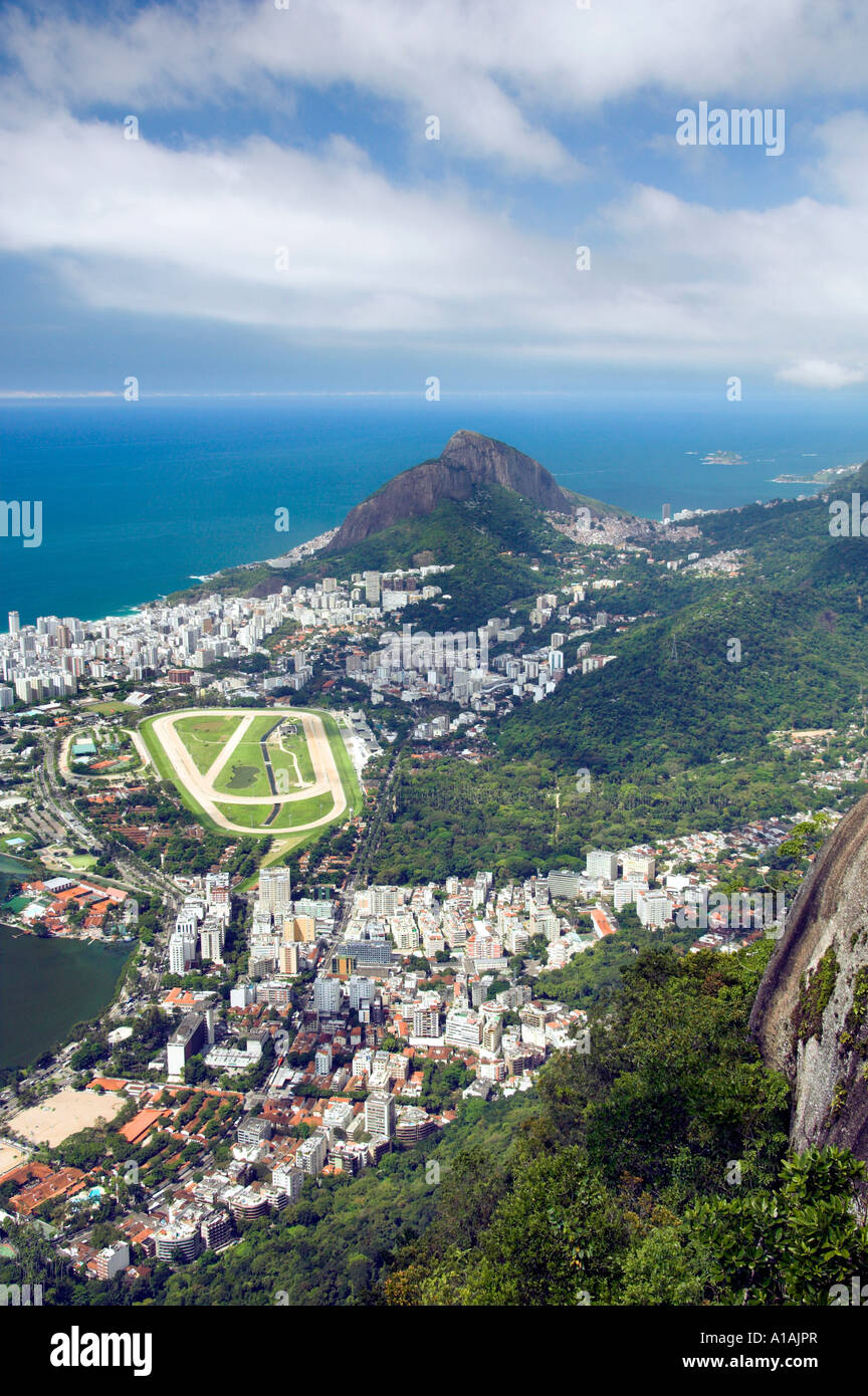 Views of Leblon the Jockey Club race track and the Rio De Janeiro