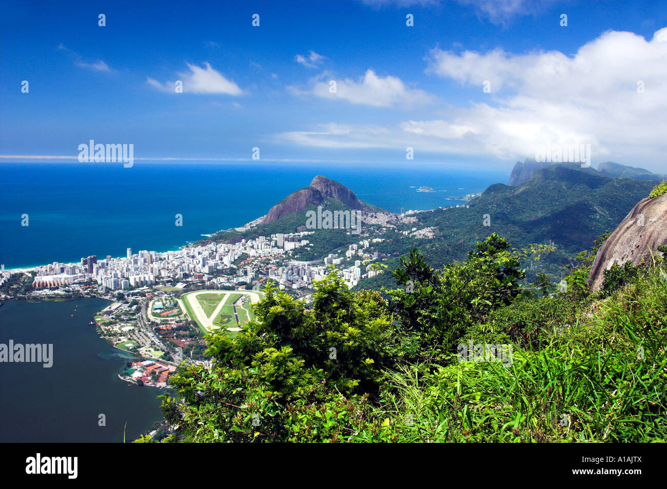 Views of Leblon the Jockey Club race track and the Rio De Janeiro