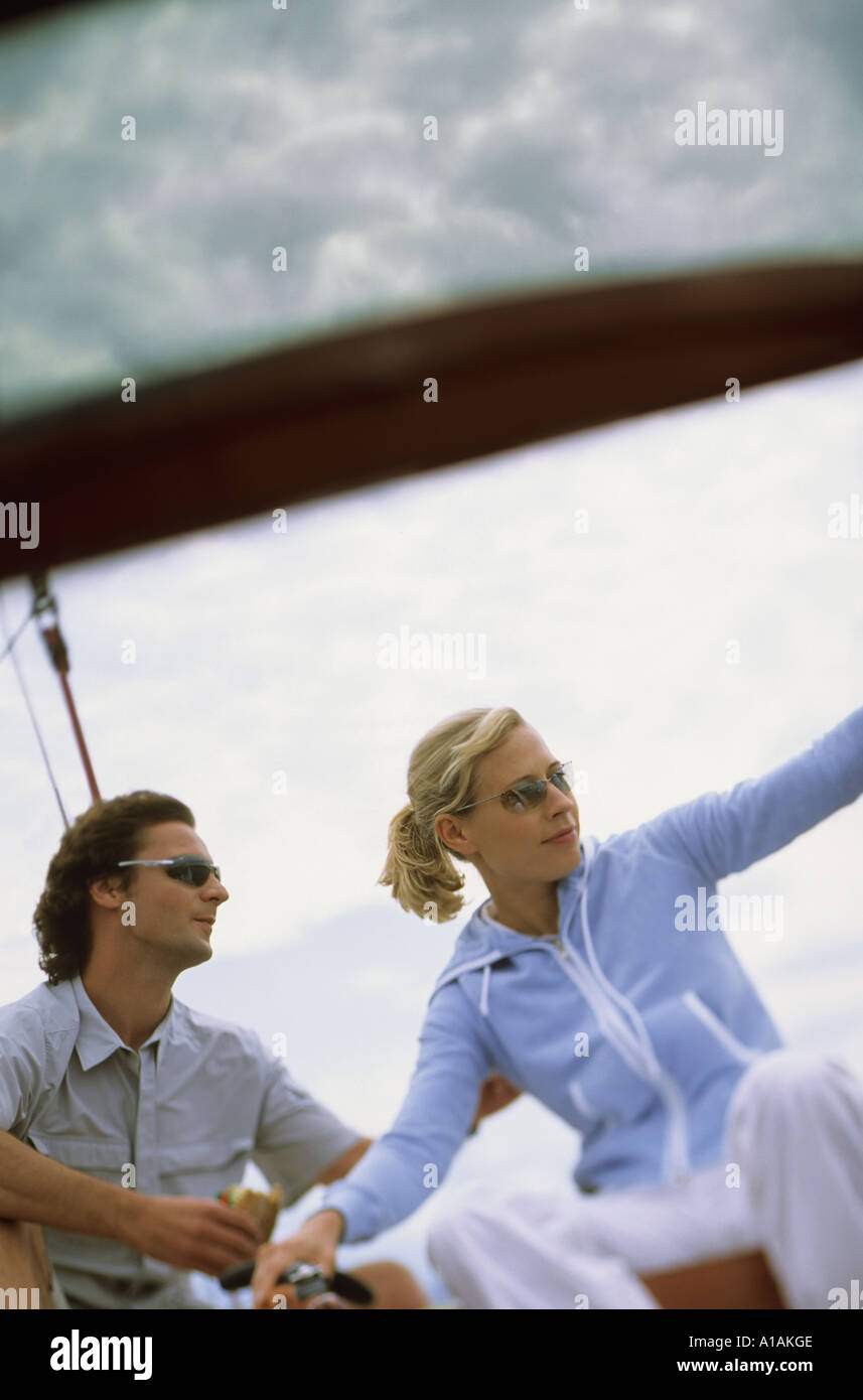 Couple on boat Stock Photo