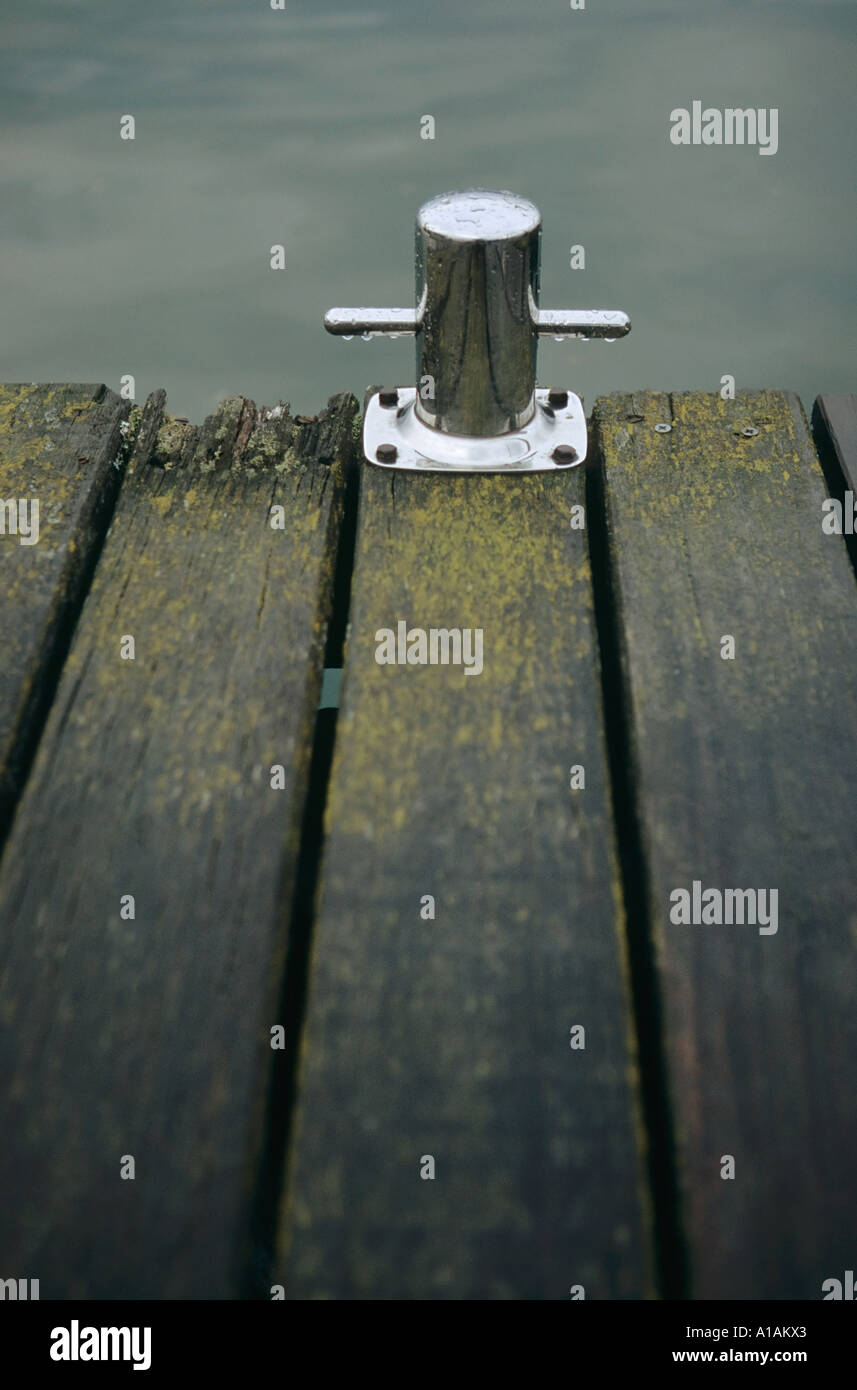Bollard on a jetty Stock Photo