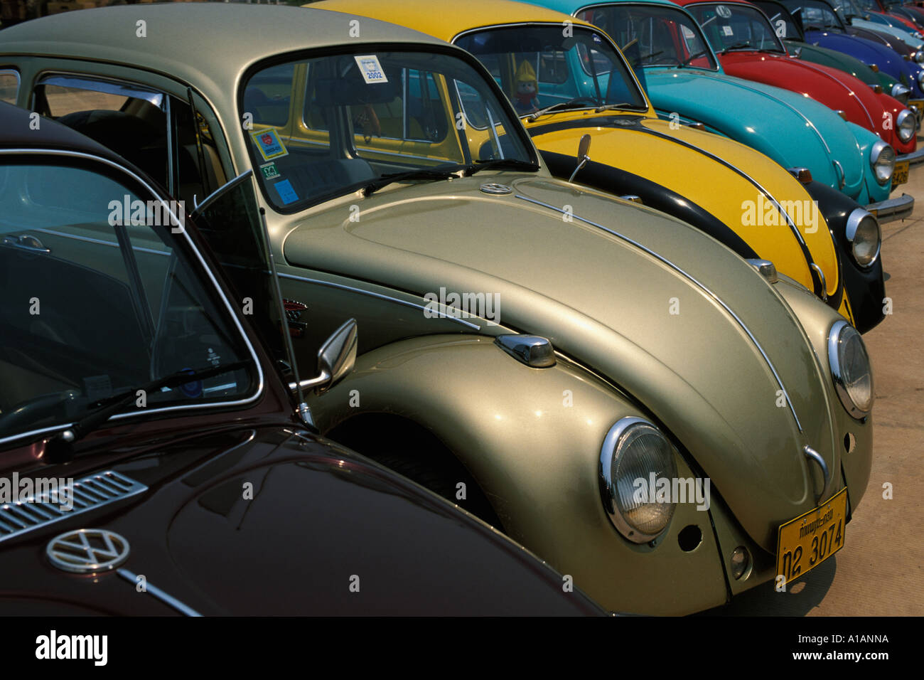 Laos, Vientiane, Volkswagen Beetle parade Stock Photo