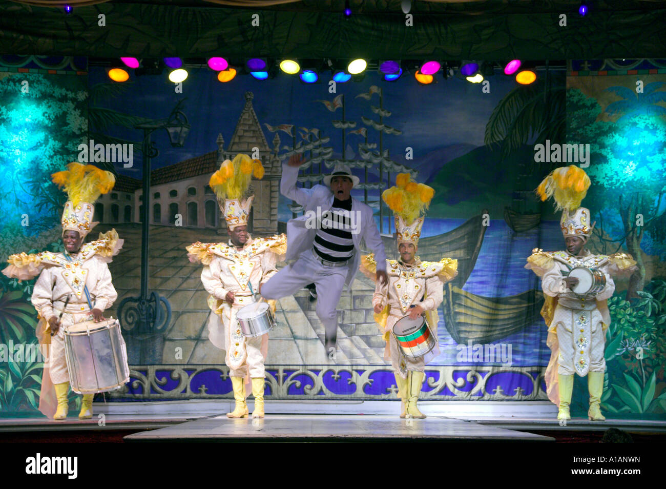 Colorful Samba dancers perform at a Samba Show in Rio De Janeiro Brazil ...