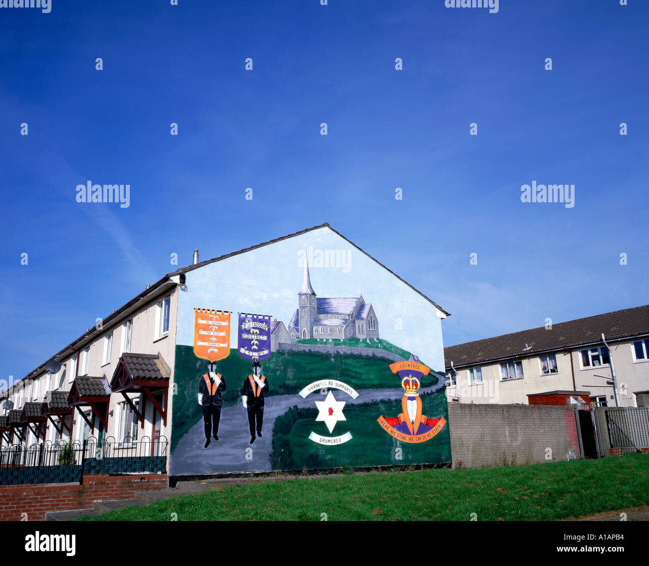 Loyalist mural West Belfast Shankhill Stock Photo