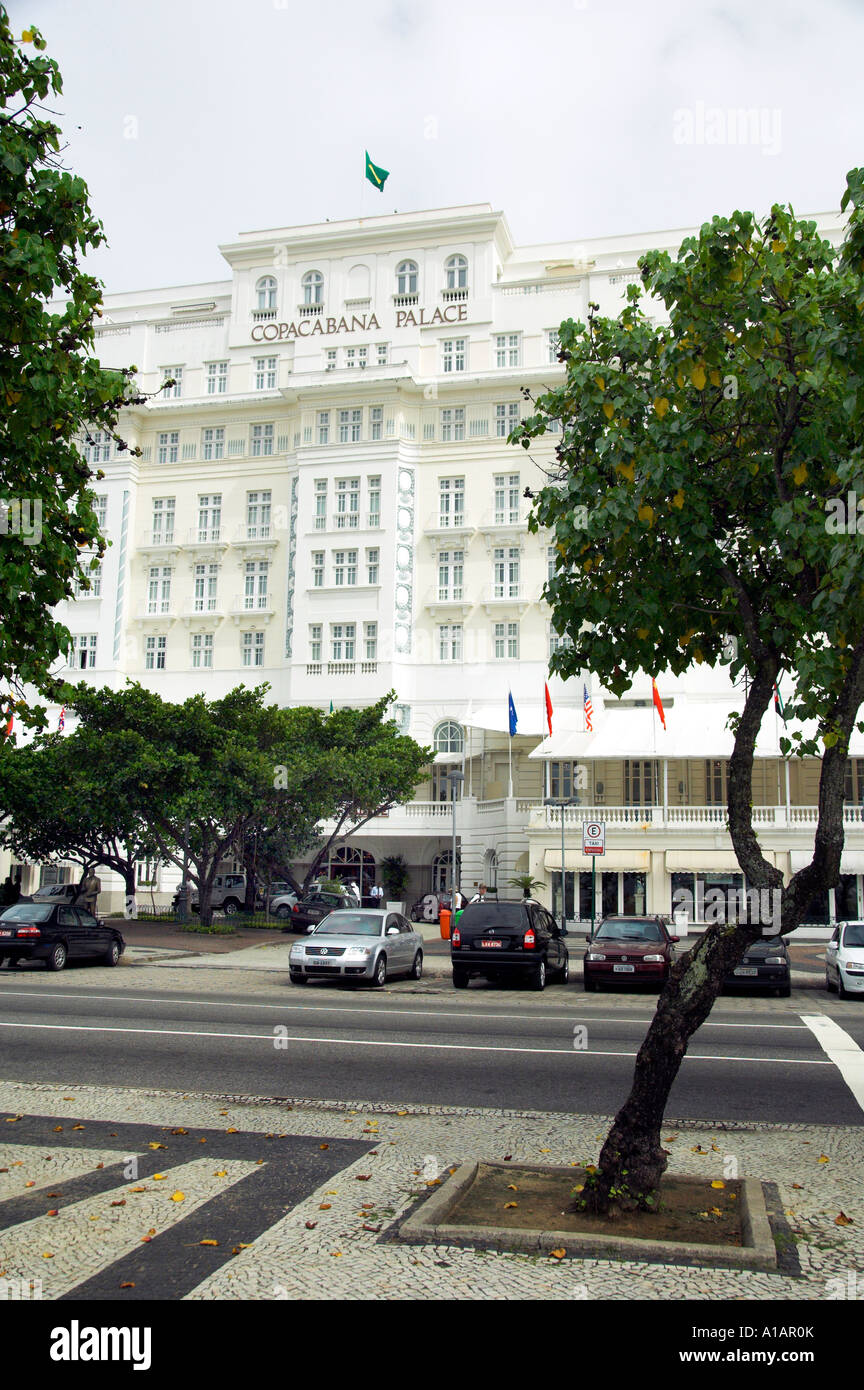 The Copacabana Palace Hotel front exterior on Atlantica Ave in Rio De Janeiro Brazil Stock Photo