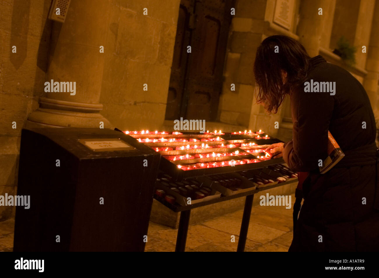 Portugal Lisbon Lighting Candles Se Cathedral Stock Photo Alamy