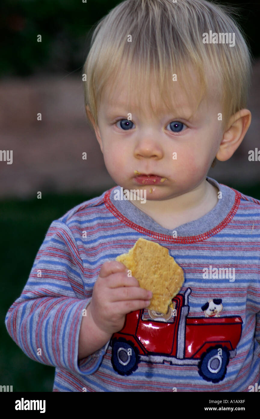 boy with cracker Stock Photo Alamy