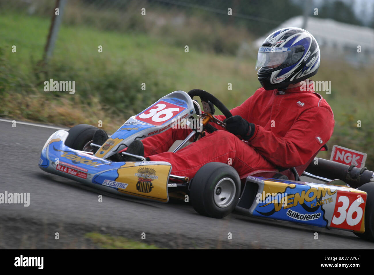 TKM Extreme kart driver at Aghadowey Motorsport Circuit County Antrim Northern Ireland Stock Photo