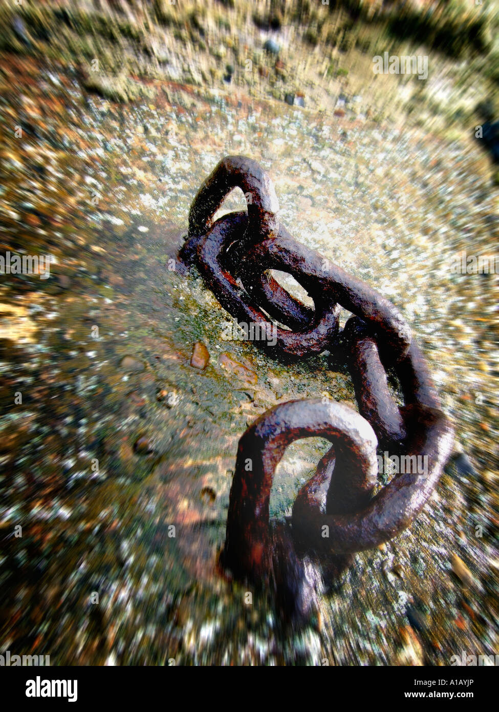 chain embedded in concrete Stock Photo Alamy
