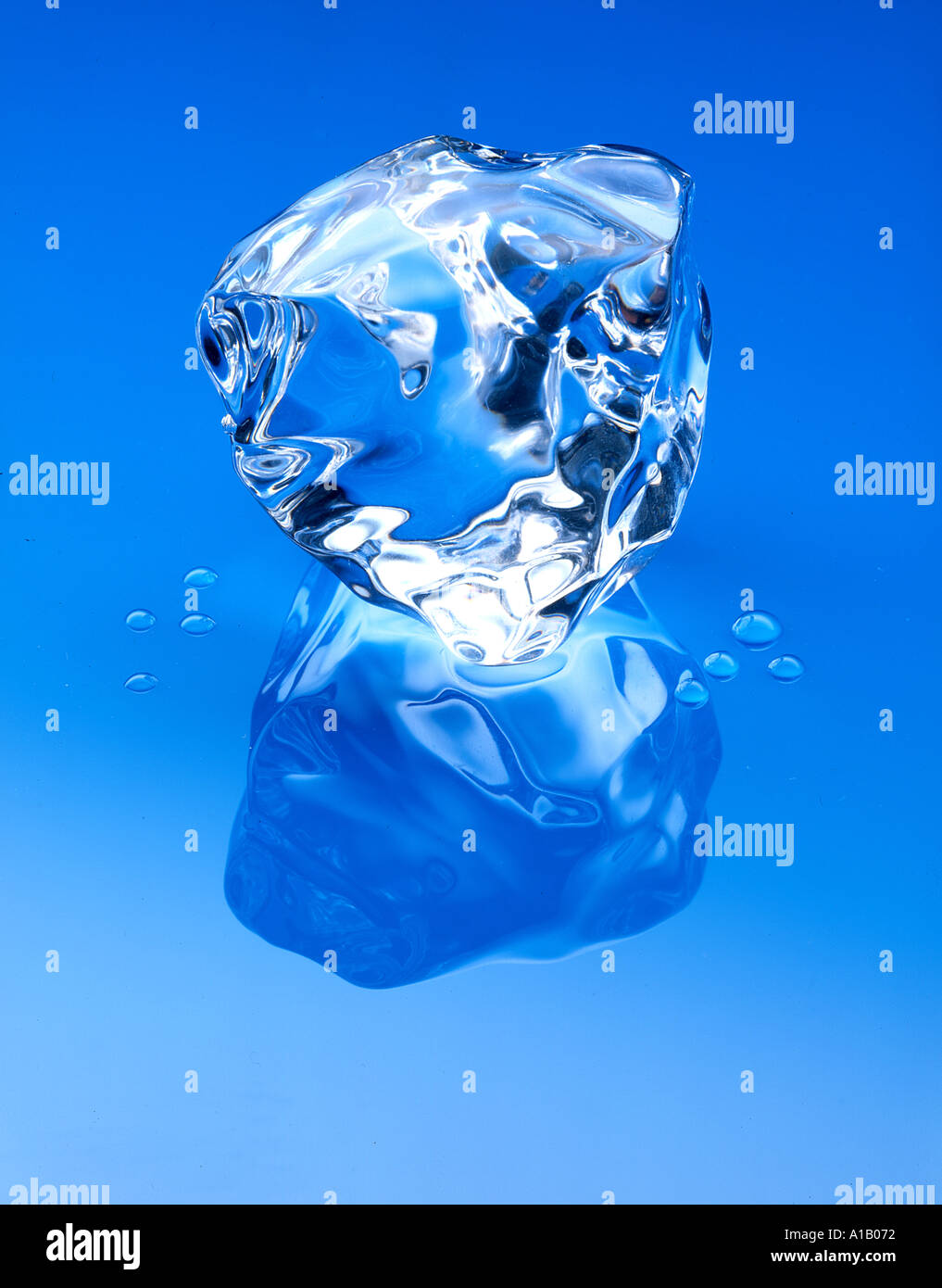 single blue ice cube Stock Photo