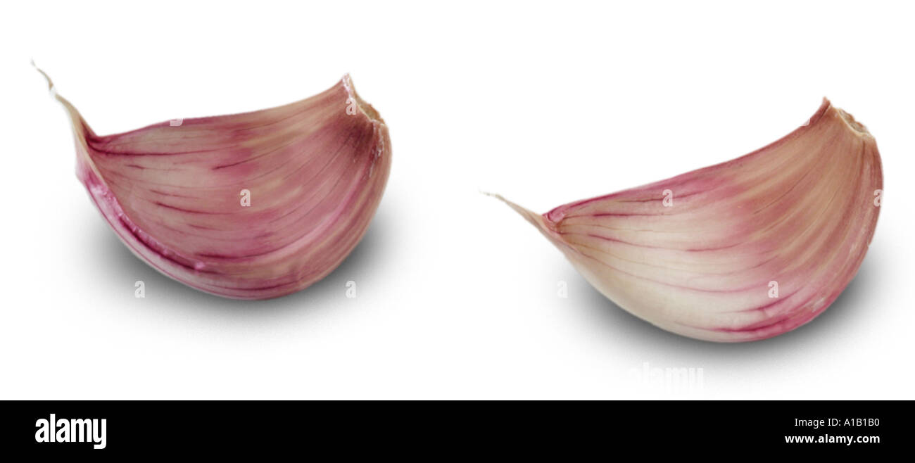 two garlic cloves Stock Photo