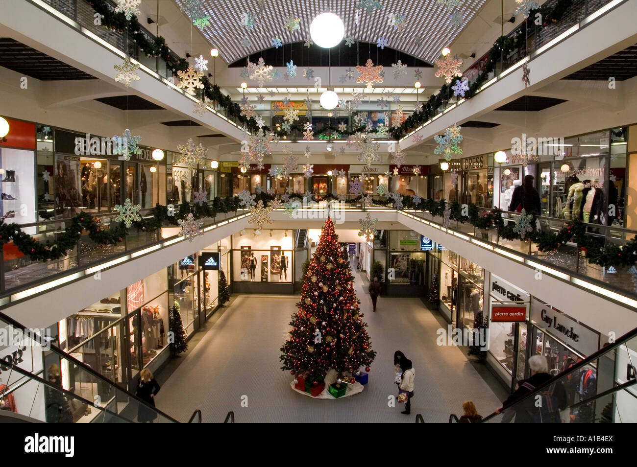 Christmas atmosphere at a shopping mall center in Nove Mesto district Prague Czech Stock Photo