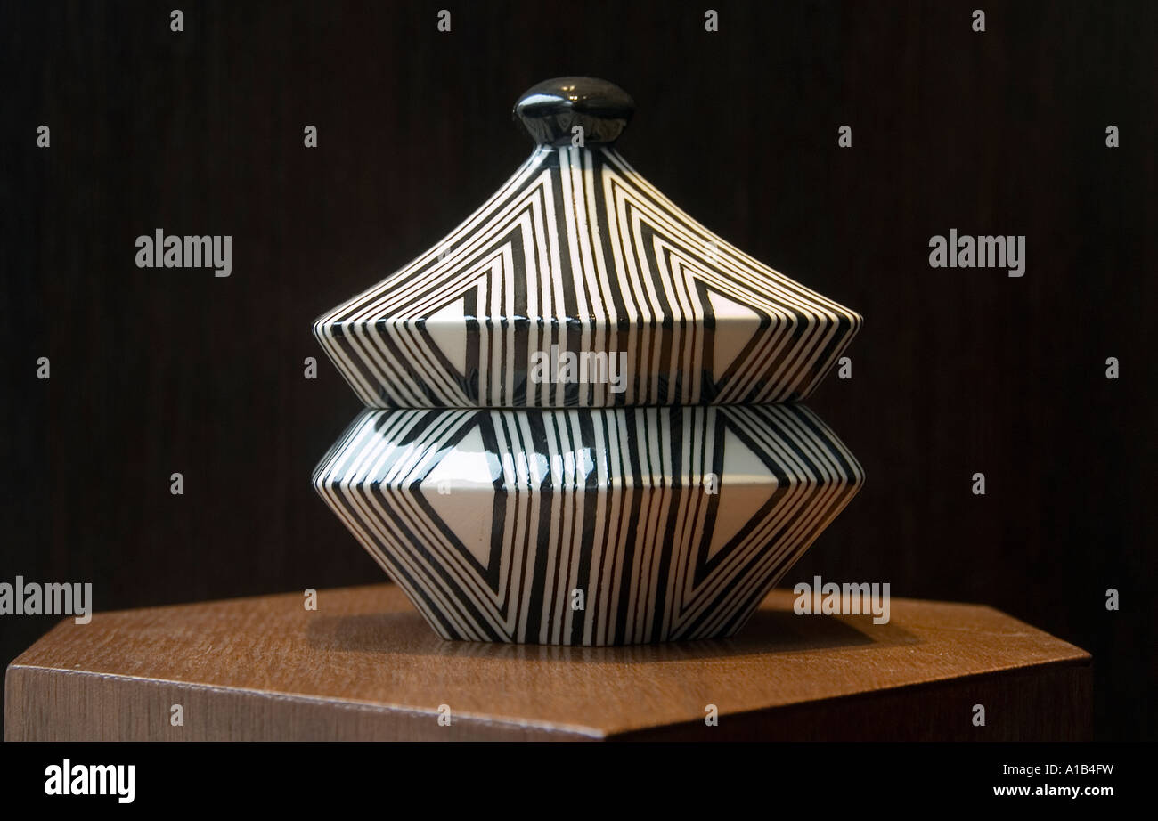 Porcelain Cubist design displayed n the Cubism Museum at the House of the Black Madonna in Old Town Stare Mesto Prague Czech republic Stock Photo