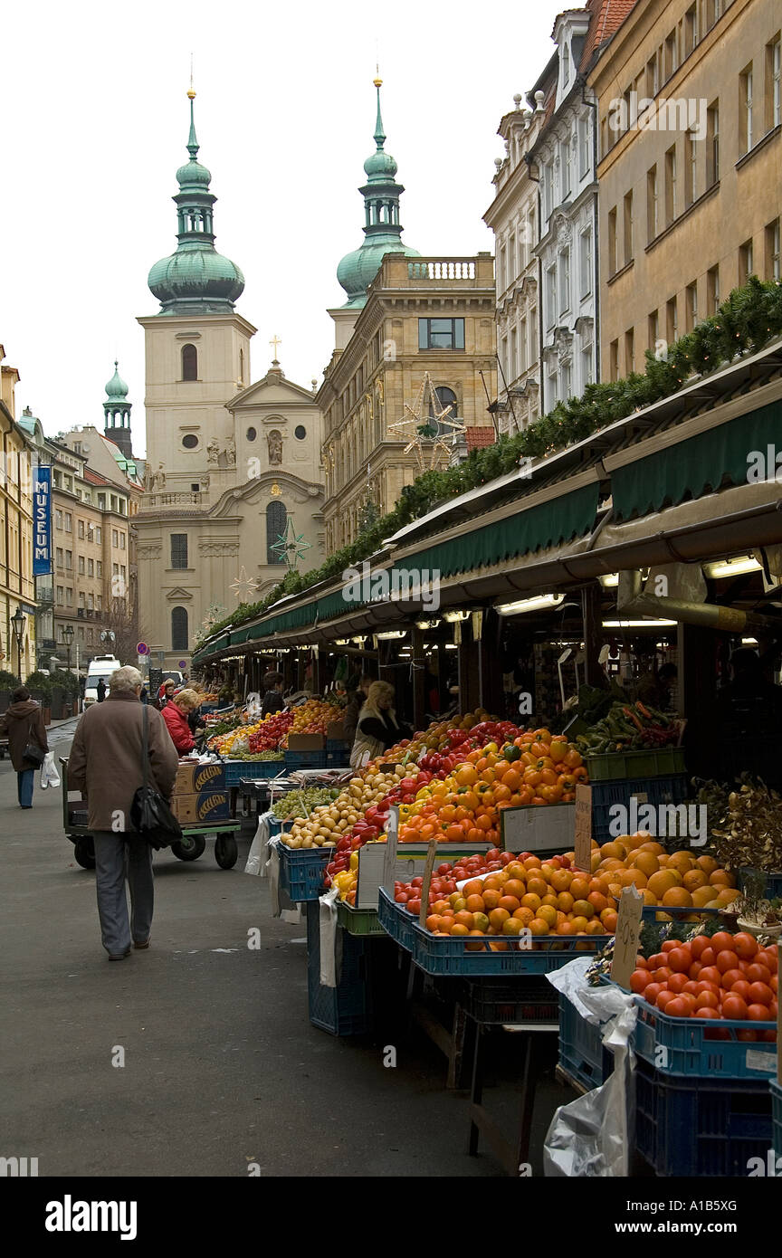 Havelske market in Nove Mesto quarter Prague Czech republic Stock Photo