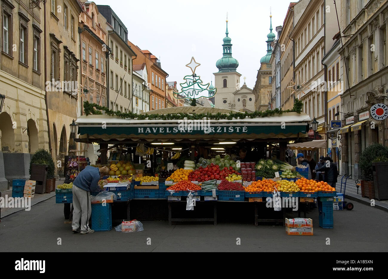 Havelske market in Nove Mesto quarter Prague Czech republic Stock Photo