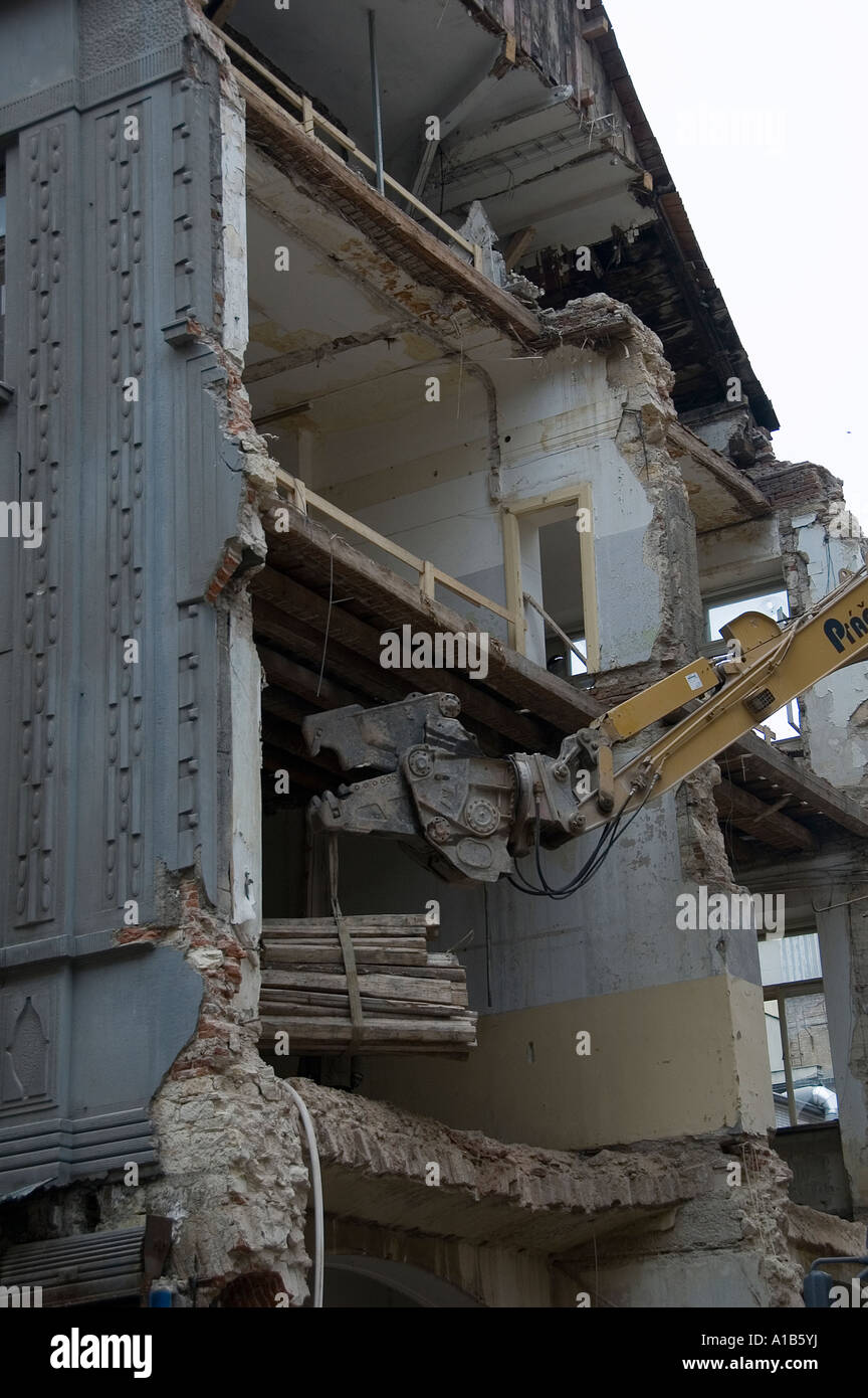Demolition of an old building in Nove mesto Prague Czech republic Stock Photo