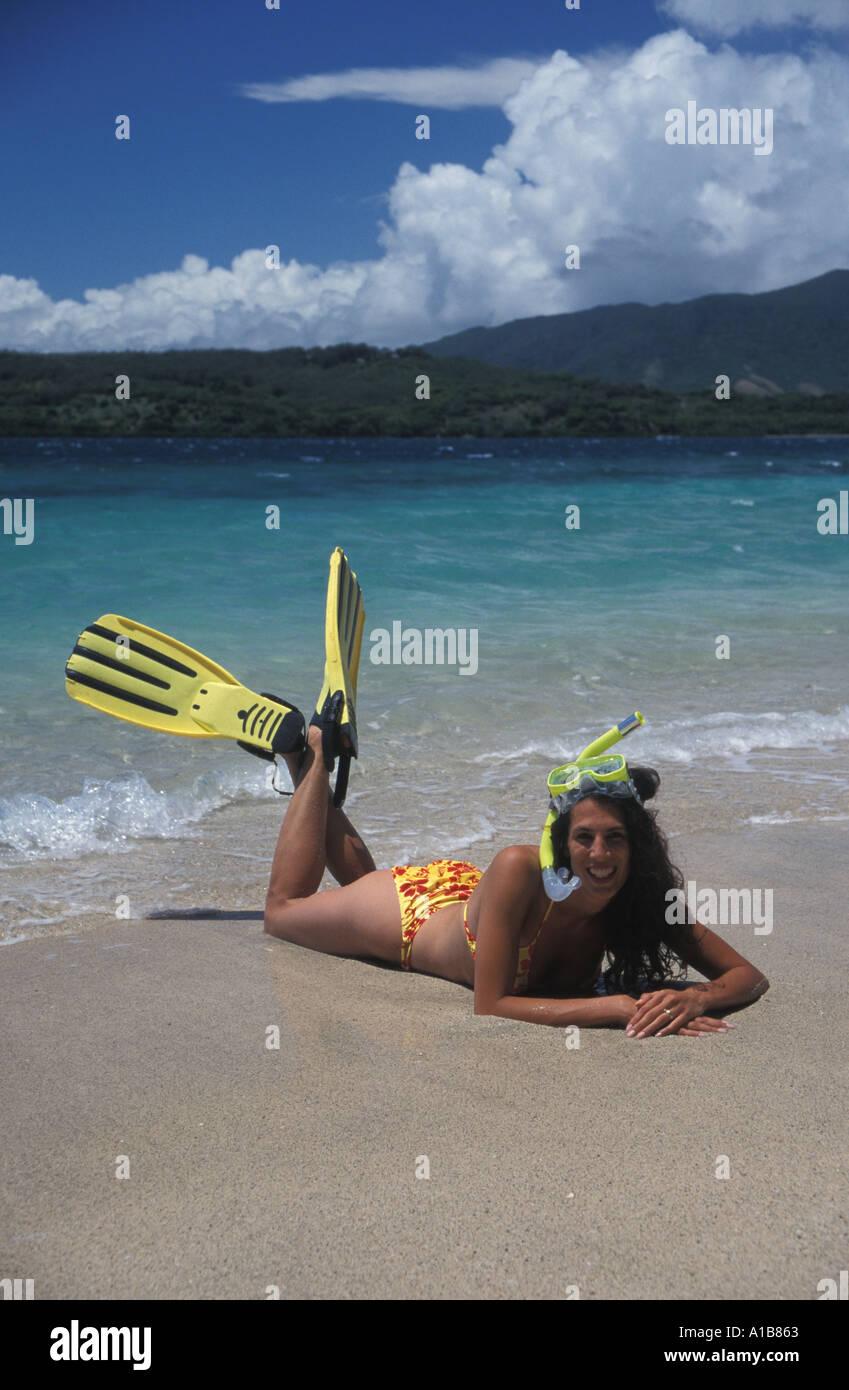 SNORKELER, Model Released, FIJI SOUTH PACIFIC OCEAN. Photo Copyright Brandon Cole Stock Photo