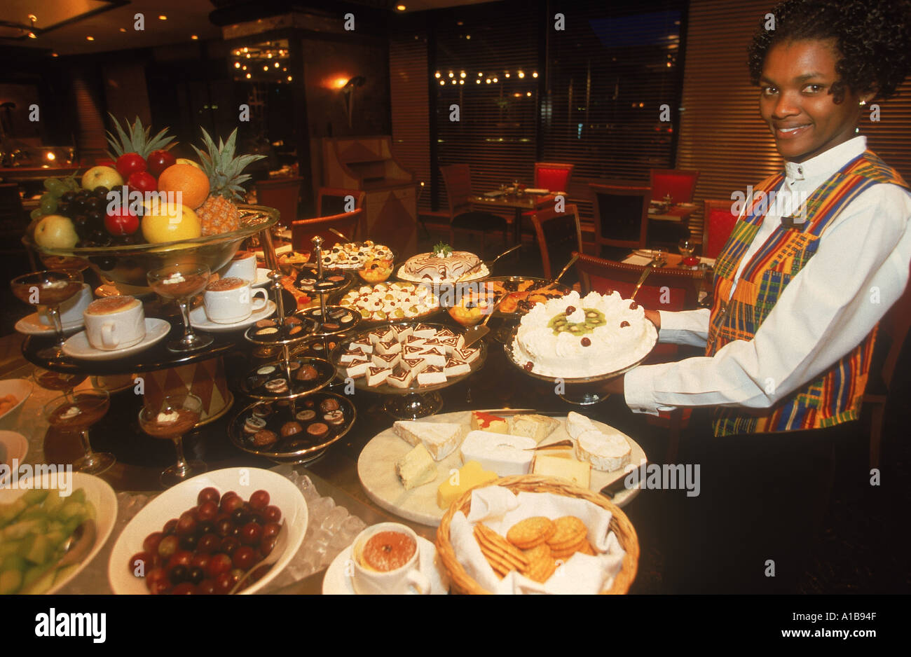 Showing off the evenings spread in Durban South Africa A Evrard Stock Photo