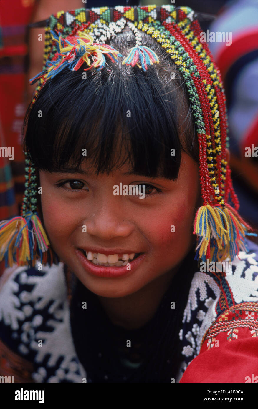 Portrait of a girl of the Kalagan tribe famous for Eric an ethnic dance of joy and happiness at S Cotabato on Mindanao Stock Photo