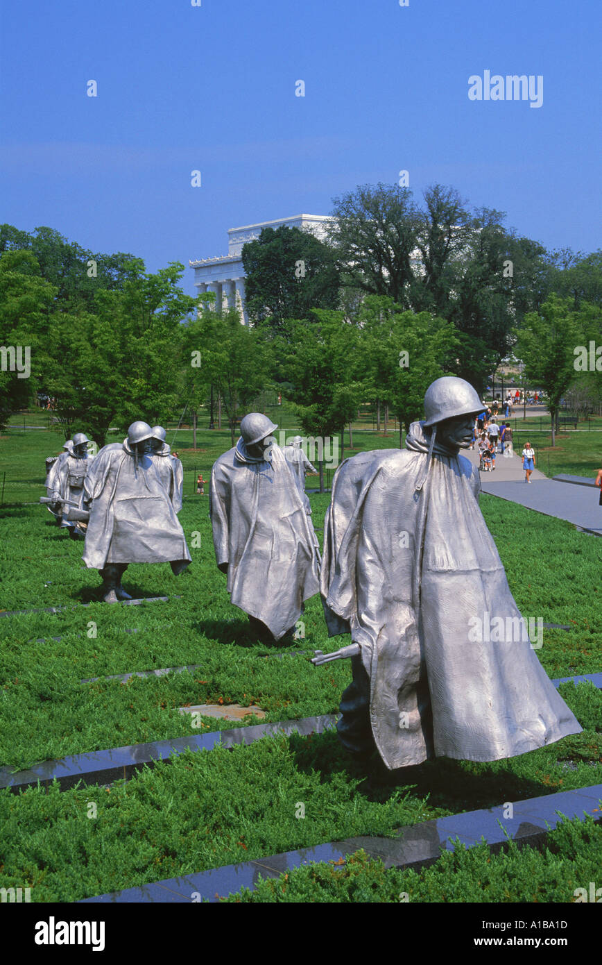Statues of soldiers at the Korean War Memorial in Washington DC USA J