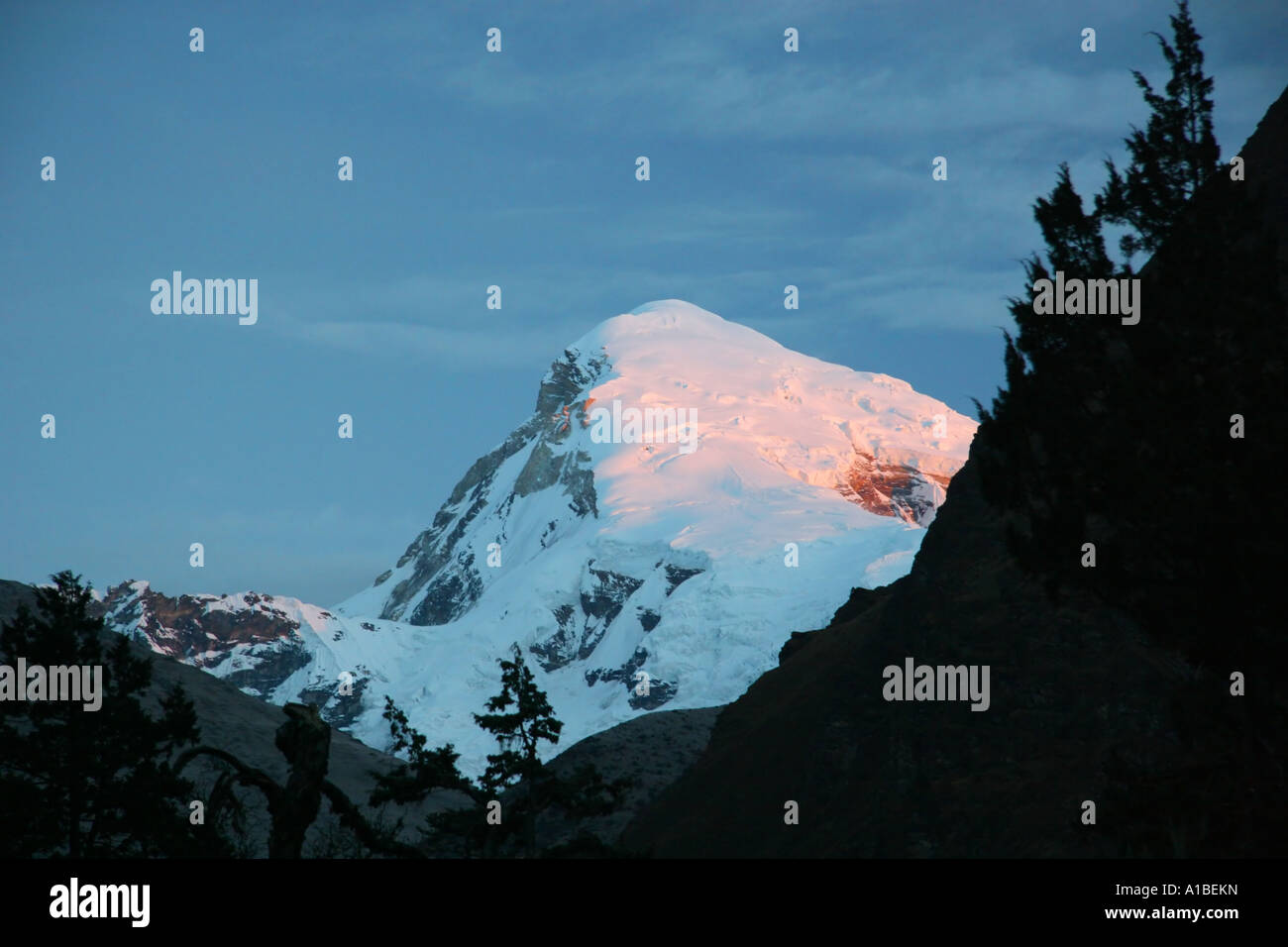 Jhomolhari, Bhutan's second highest mountain as seen from the upper Paro valley. Stock Photo