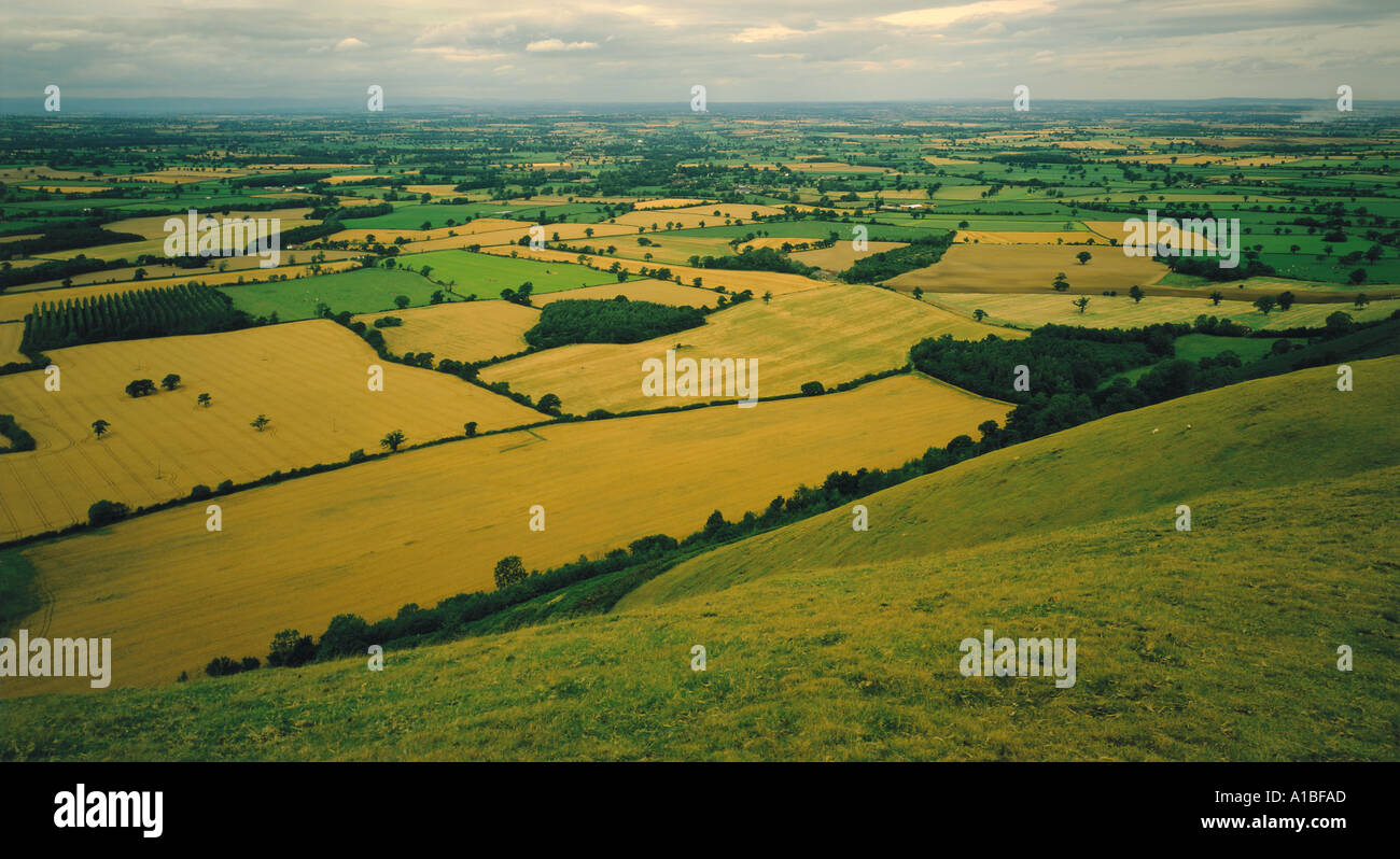 The north Shropshire plain from a hill called The Lawley Shropshire England Stock Photo Alamy