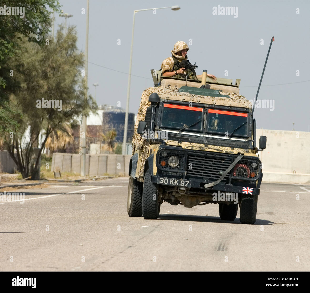 Land rover on Ambush Exercise in Basrah, Iraq Stock Photo