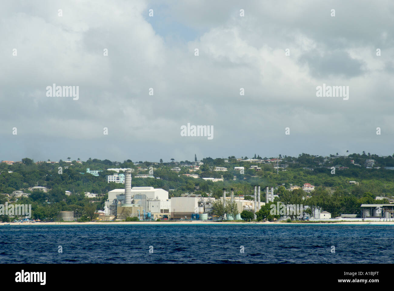 Barbados Power and Light Company power station on the coast near