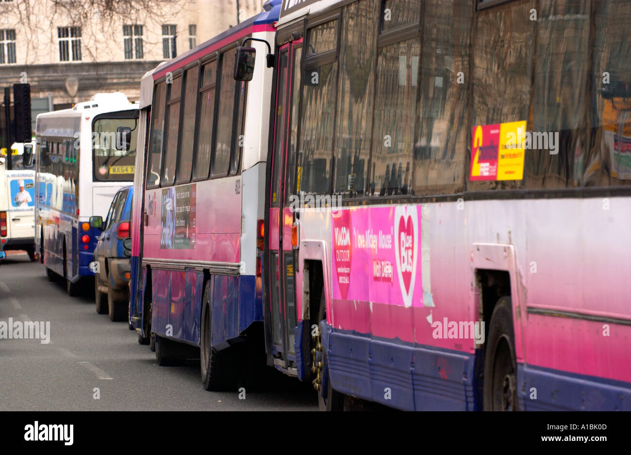 Public transport buses in Bristol city centre England UK Stock Photo ...