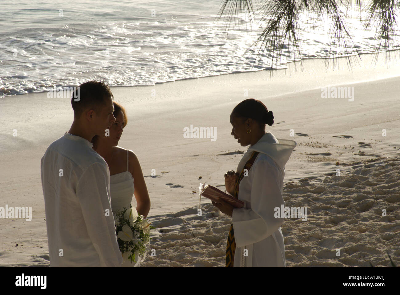 Barbados couple getting married on Enterprise Beach at Oistins in Christ Church south west of