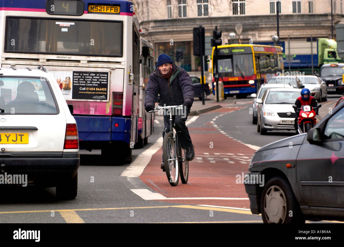 Cyclist using bus lane hires stock photography and images Alamy