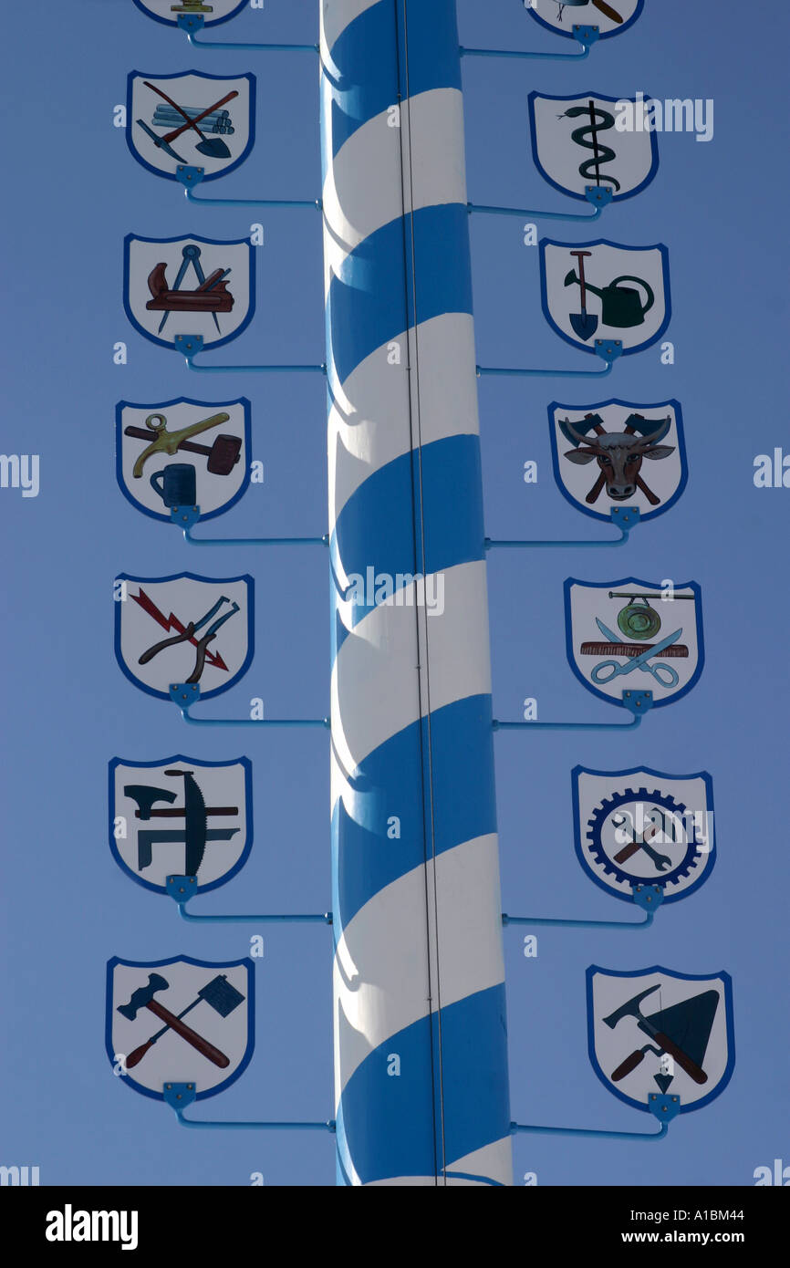 Maypole at Eurasburg Bavaria Germany Stock Photo