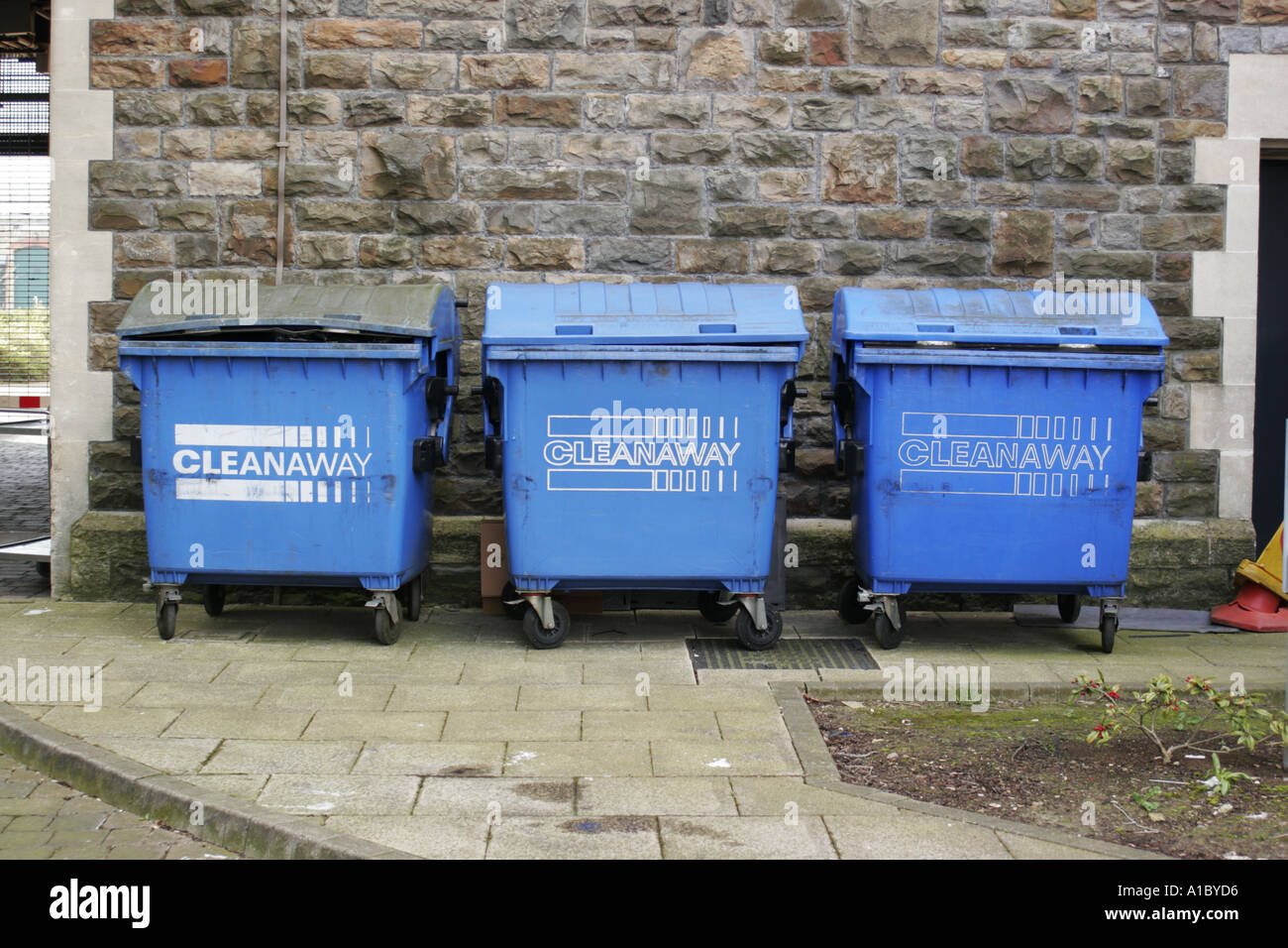 blue wheelie bin bins rubbish garbage refuse recycle land fill