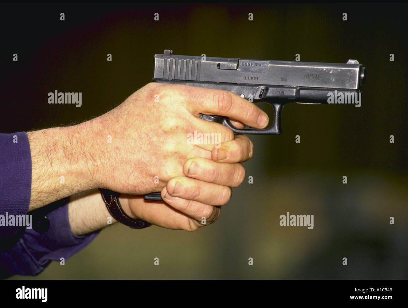 Close up of a 9mm Glock Pistol at police firing range in Virginia Stock  Photo - Alamy