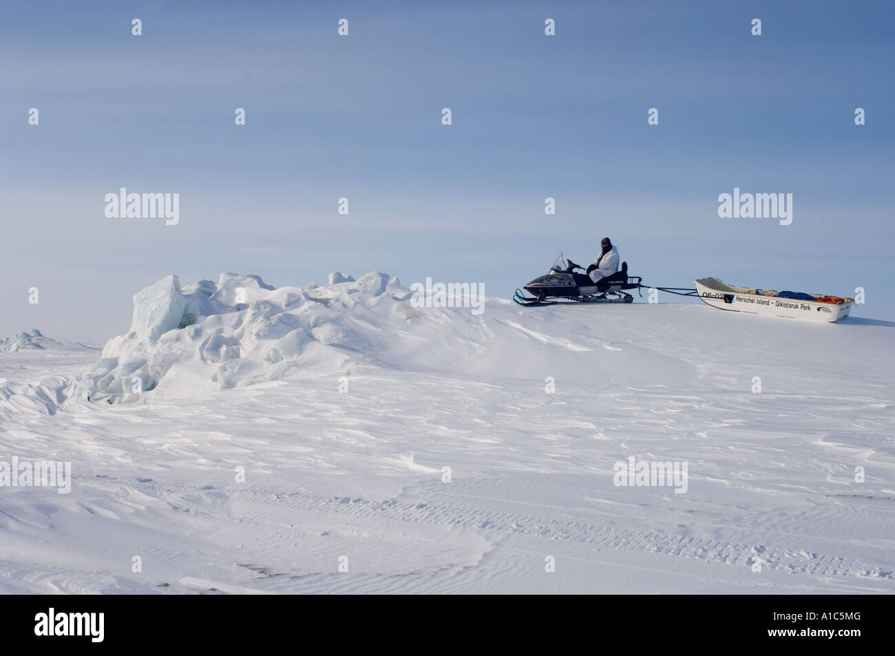 Inupiat ranger from Aklavik patrols the Canadian border off Herschel ...
