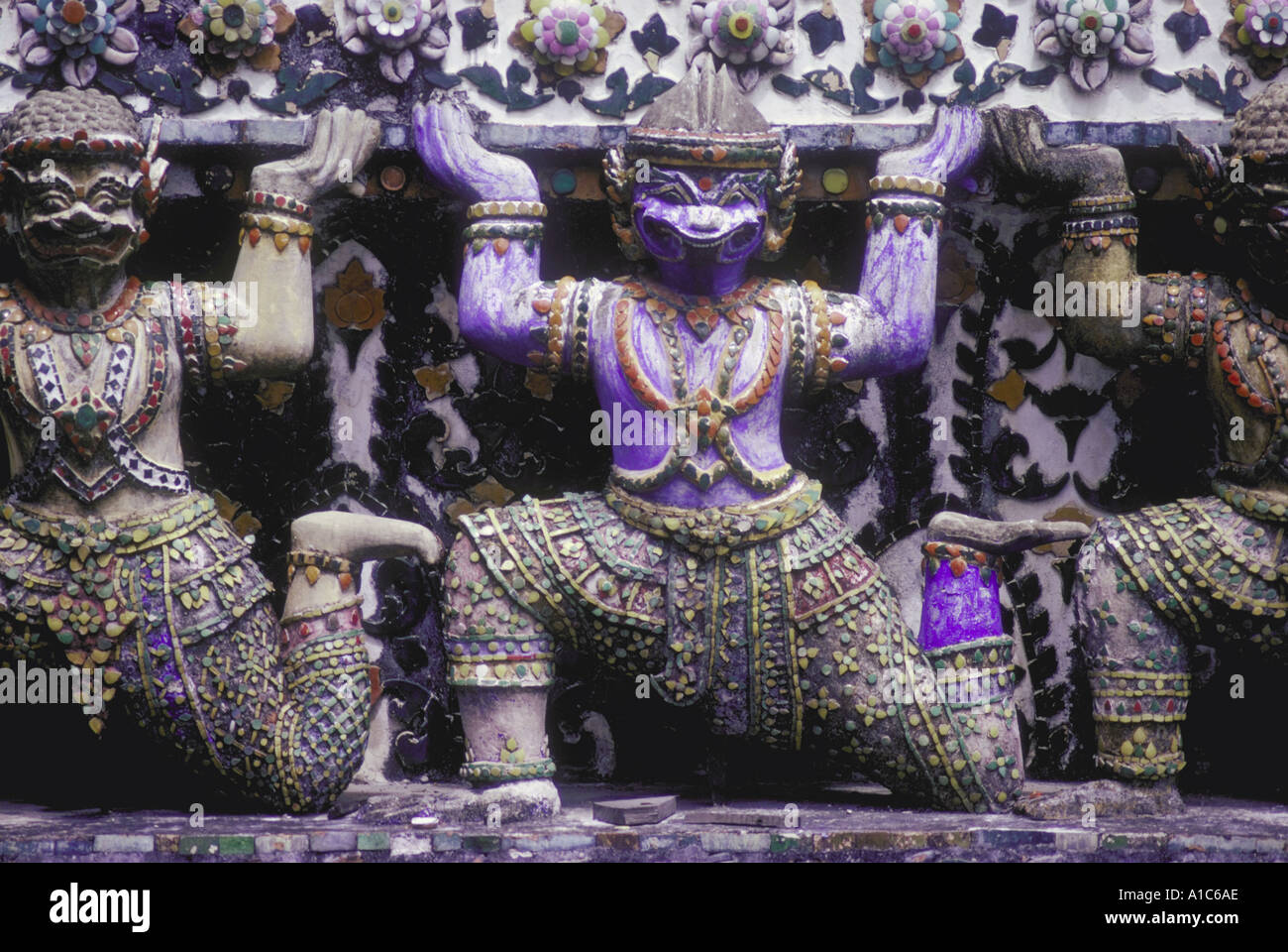 Architectural detail on the exterior of the Buddhist Temple called Wat