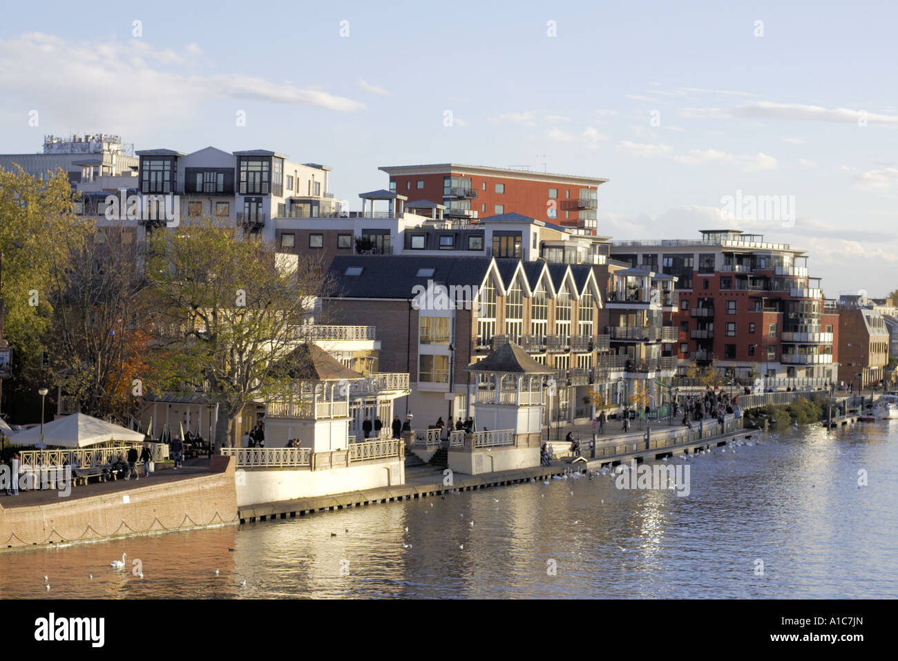 commercial buildings and apartments on the waterfront at Kingston upon