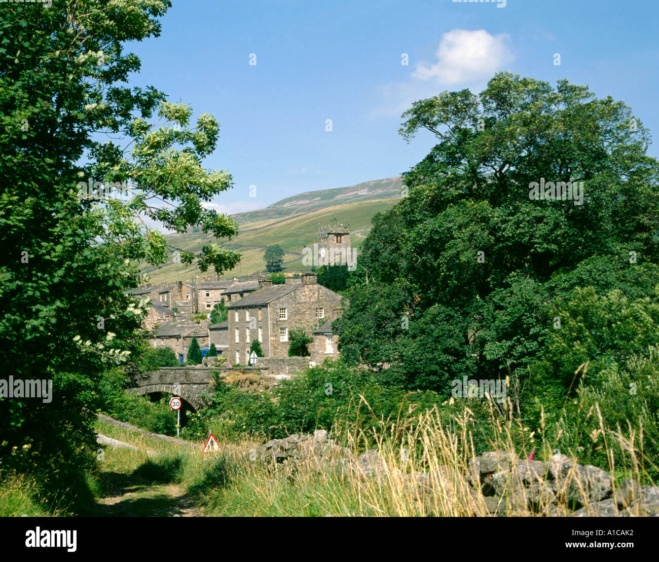 Village of Muker, Upper Swaledale, Yorkshire Dales National Park, North Yorkshire, England, UK. Stock Photo