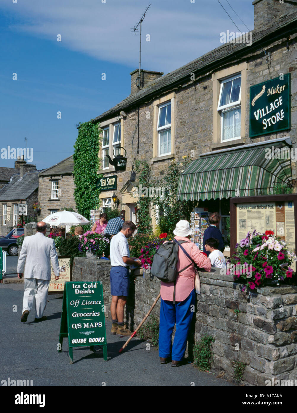 Tea Shop and Village Store, Muker, Upper Swaledale, Yorkshire Dales National Park, North Yorkshire, England, UK. Stock Photo