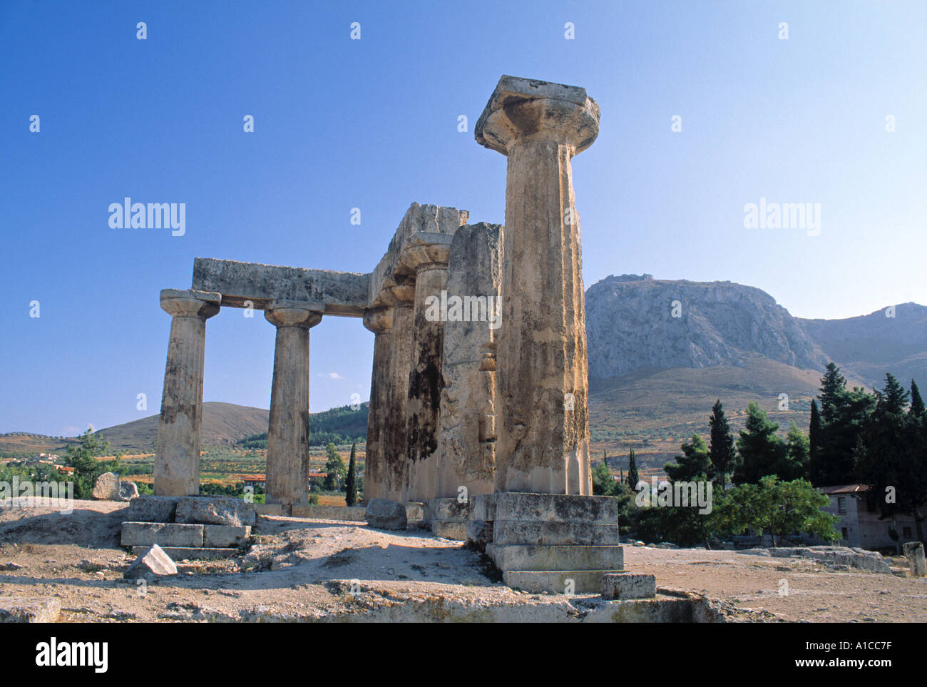 Temple of apollo corinth greece stock photo alamy