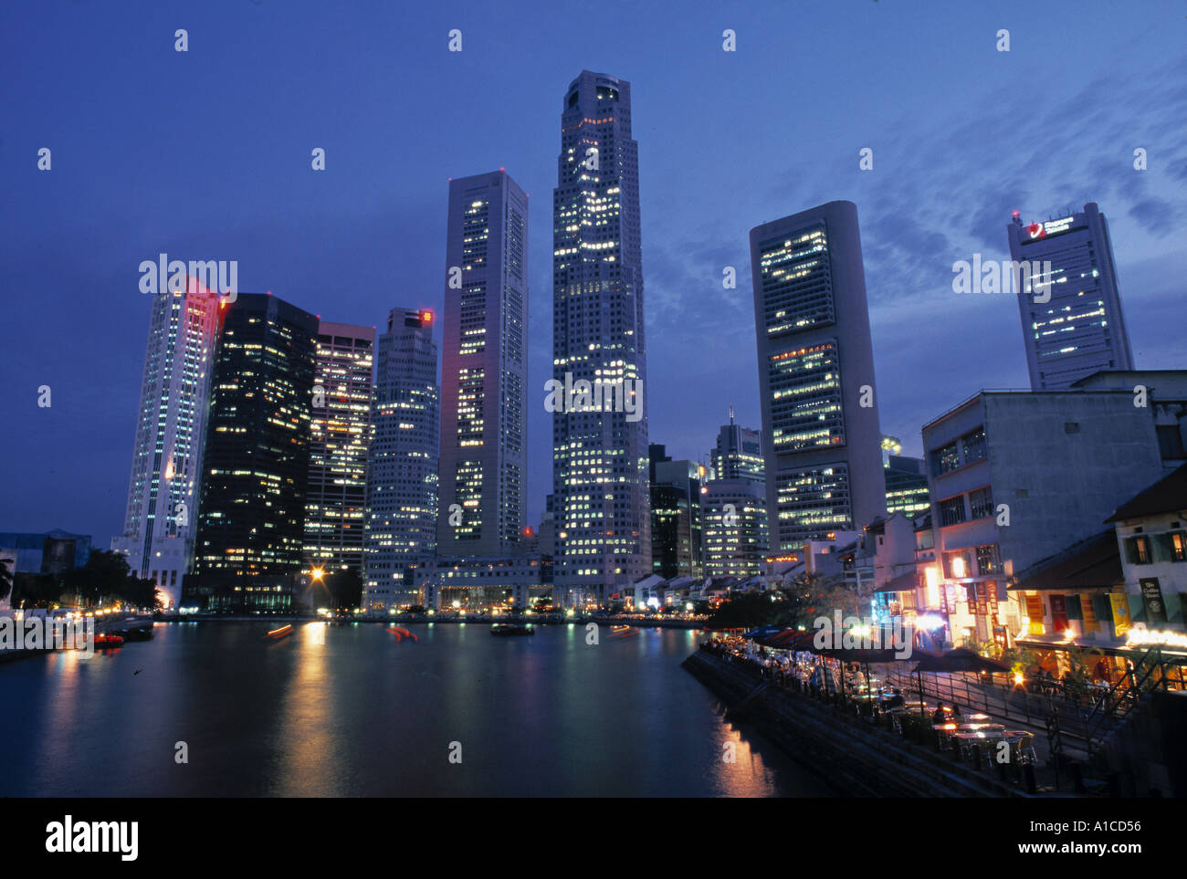 Financial District & Boat Quay, Singapore Stock Photo