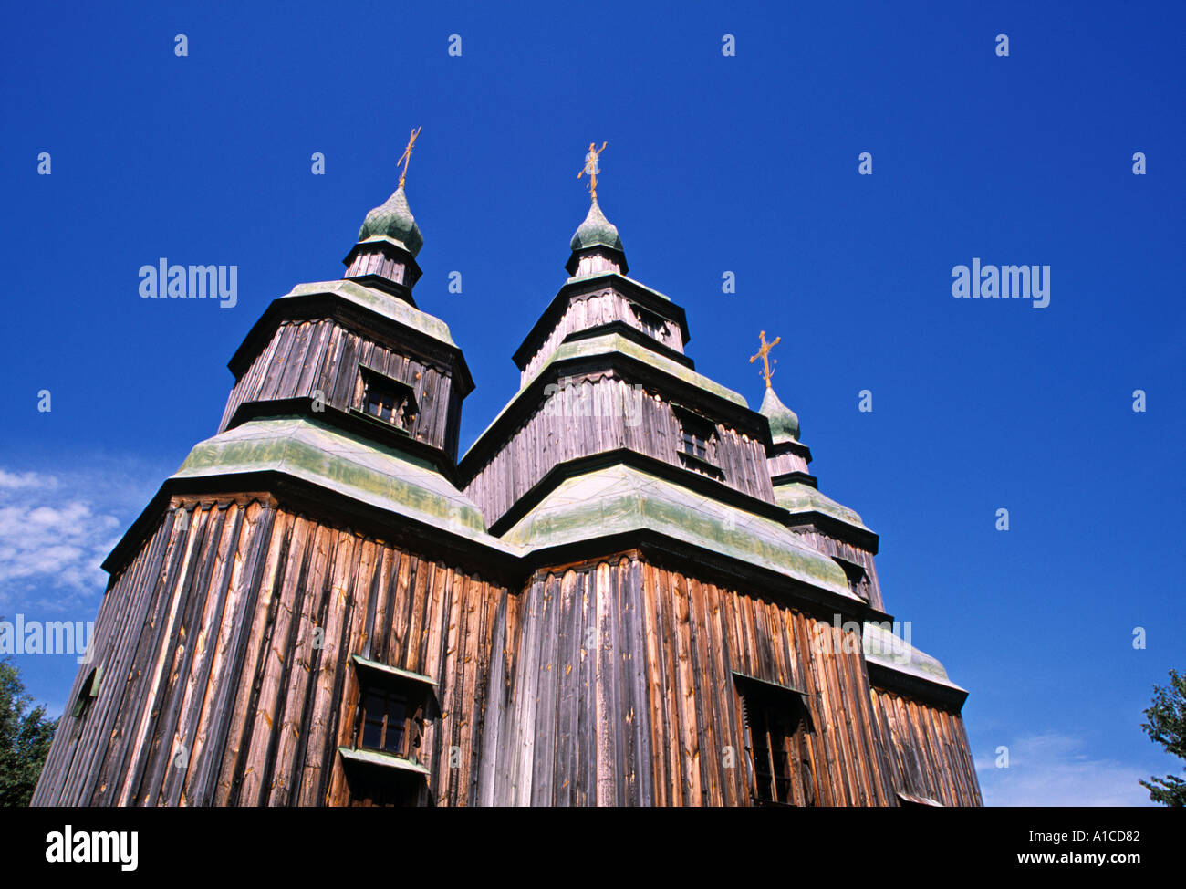 Wooden Church, Pyrohovo Folk Museum, Kiev, Ukraine Stock Photo