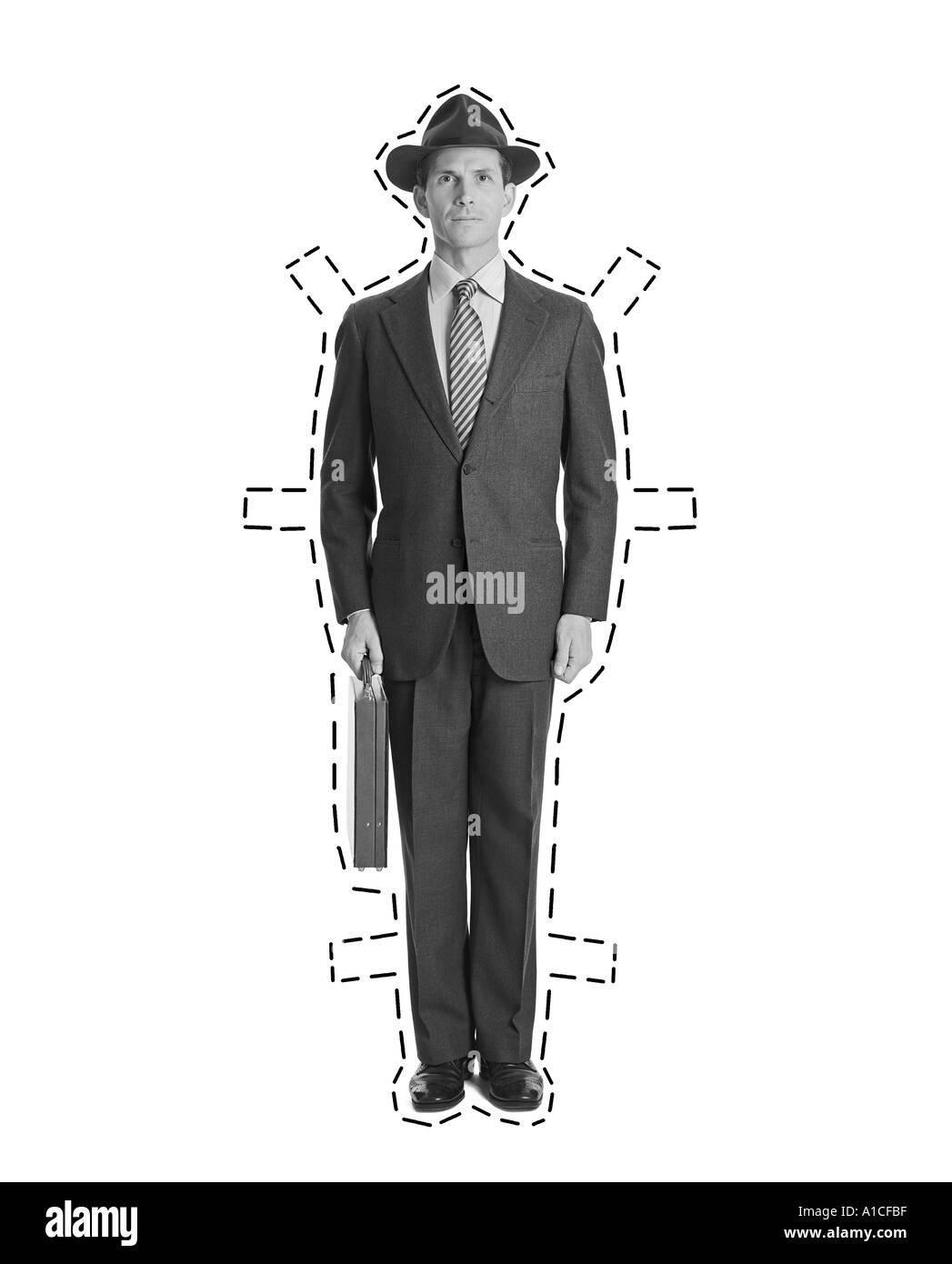 Stereotypical businessman as cutout paper doll Stock Photo