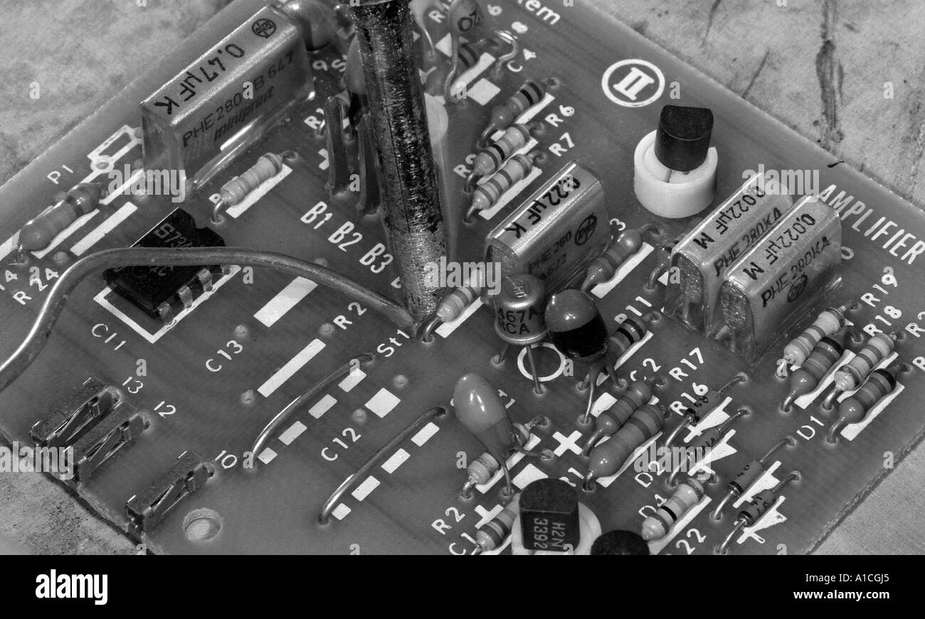 Electronic components on circuit board Stock Photo Alamy